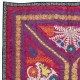 Embroidered Silk & Cotton Wall Hanging. Red Bed Cover. Modern Tablecloth. New Sofa Spread. Colorful Throw