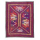 Embroidered Silk & Cotton Wall Hanging. Red Bed Cover. Modern Tablecloth. New Sofa Spread. Colorful Throw