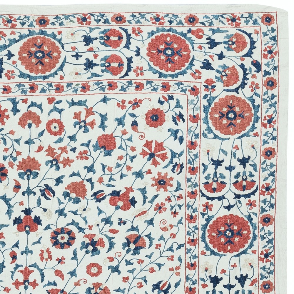 Embroidered Silk Wall Hanging. Modern Table Cover. New Bedspread. Authentic Sofa Throw