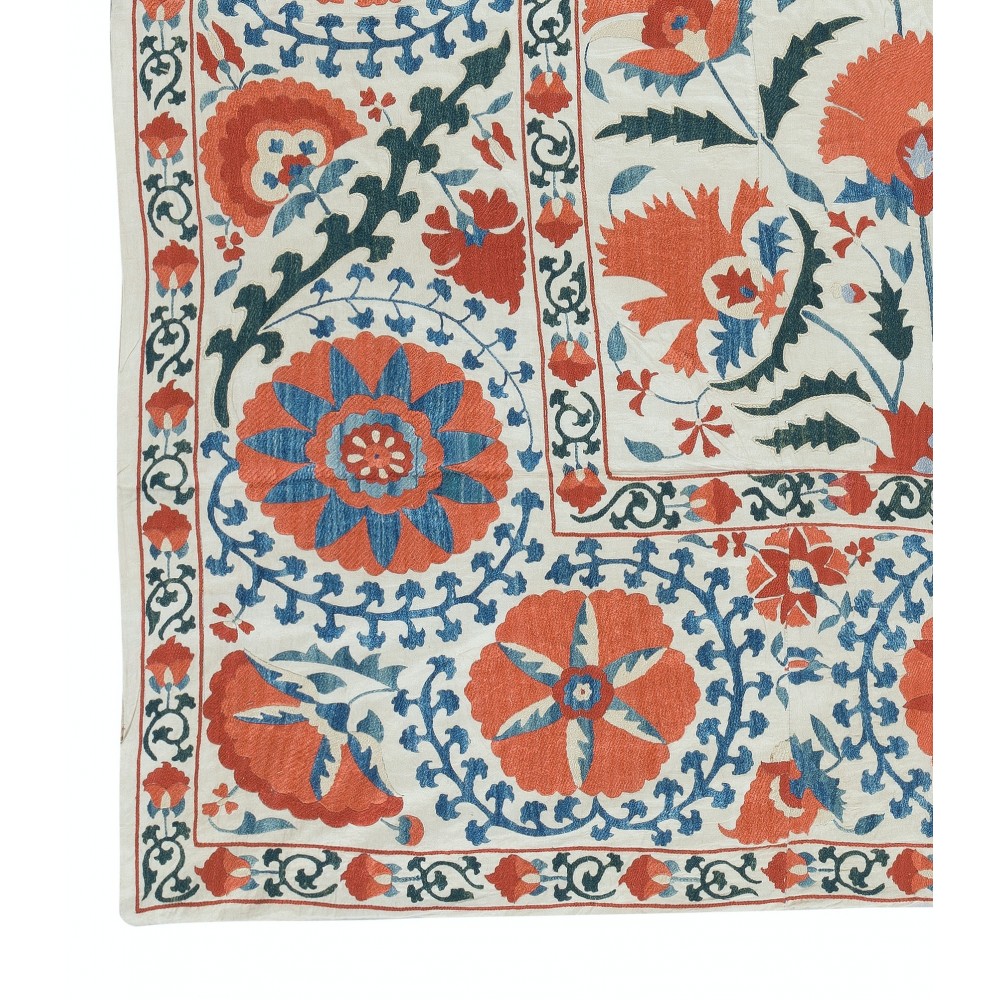 Hand Embroidered Silk Wall Hanging. Modern Tablecloth. Decorative Bed Cover. New Sofa Throw