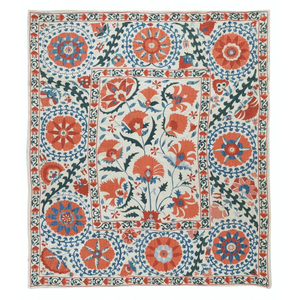 Hand Embroidered Silk Wall Hanging. Modern Tablecloth. Decorative Bed Cover. New Sofa Throw