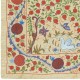 100% Silk Wall Hanging. Embroidered Table Cover. Pomegranate Tree Design Bedspread. Modern Throw