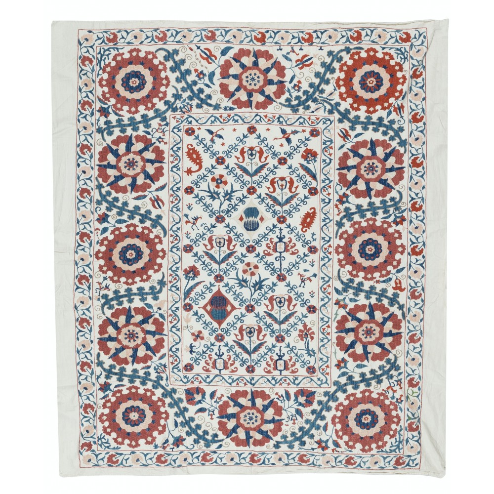Hand Embroidered Silk Wall Hanging. Modern Tablecloth. Decorative Bed Cover. New Sofa Throw