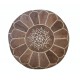 Hand-Tooled Brown Round Geniune Leather Pouf. UNSTUFFED. Custom Option Available
