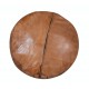 Hand-Tooled Brown Round Geniune Leather Pouf. UNSTUFFED. Custom Option Available