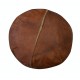 Hand-Tooled Round Geniune Leather Pouf. UNSTUFFED. Brown Footstool. Custom Option Available