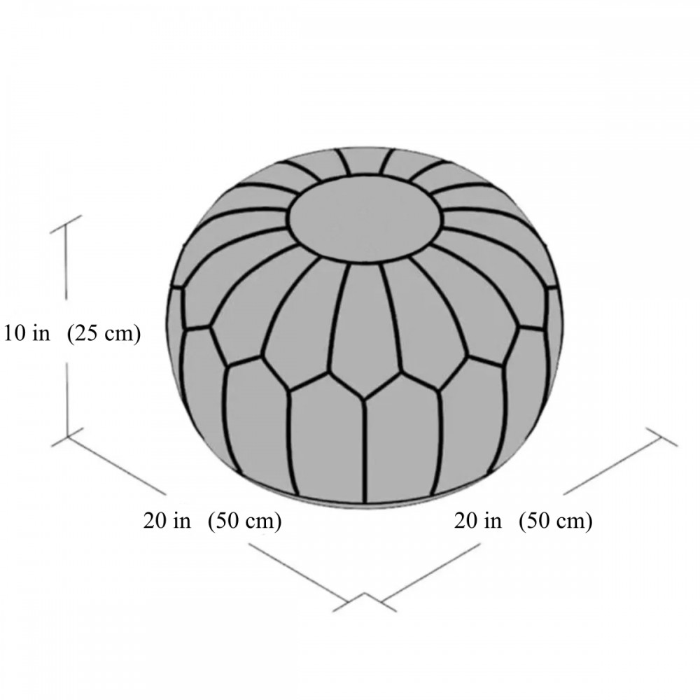 Hand-Tooled Round Geniune Leather Pouf. UNSTUFFED. Brown Footstool. Custom Option Available