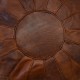 Hand-Tooled Round Geniune Leather Pouf. UNSTUFFED. Brown Footstool. Custom Option Available
