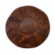 Hand-Tooled Round Geniune Leather Pouf. UNSTUFFED. Brown Footstool. Custom Option Available