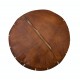 Hand-Tooled Brown Round Geniune Leather Pouf. UNSTUFFED. Custom Option Available