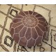 Round Geniune Leather Pouf. UNSTUFFED. Custom Option Available. Brown Hand-Tooled Footstool
