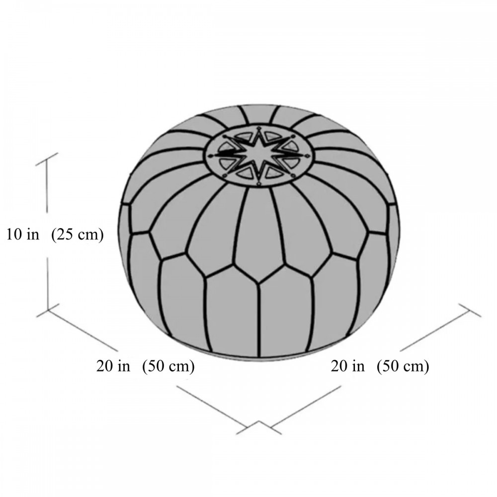 Round Geniune Leather Pouf. UNSTUFFED. Custom Option Available. Brown Hand-Tooled Footstool