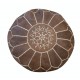 Round Geniune Leather Pouf. UNSTUFFED. Custom Option Available. Brown Hand-Tooled Footstool