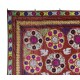 Magnificent Silk Embroidery Wall Hanging. Modern Dark Red Bed Cover. Large Tablecloth
