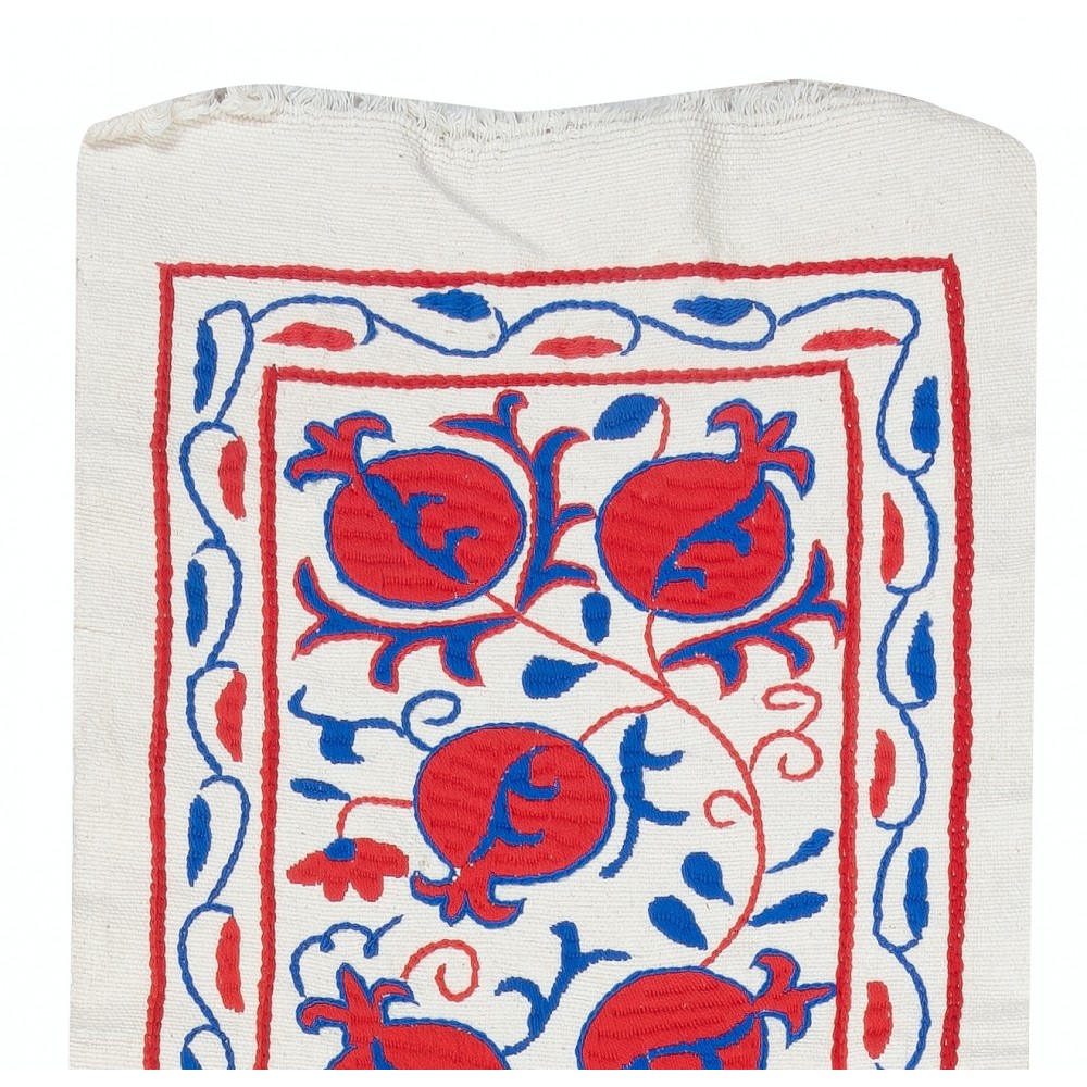 Embroidered Cotton Wall Hanging. Pomegranate Tree Design Table Runner. Modern Wall Decor