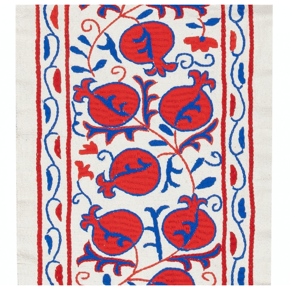 Embroidered Cotton Wall Hanging. Pomegranate Tree Design Table Runner. Modern Wall Decor