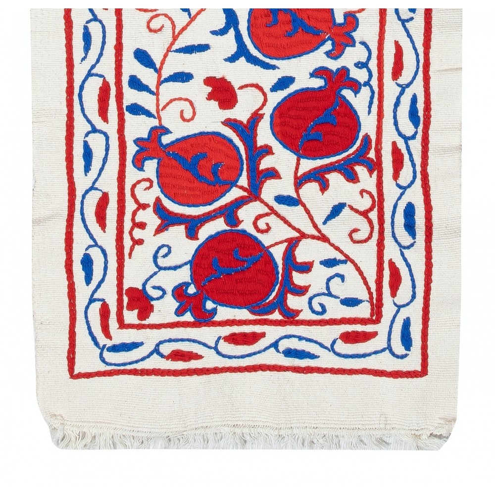 Embroidered Cotton Wall Hanging. Pomegranate Tree Design Table Runner. Modern Wall Decor