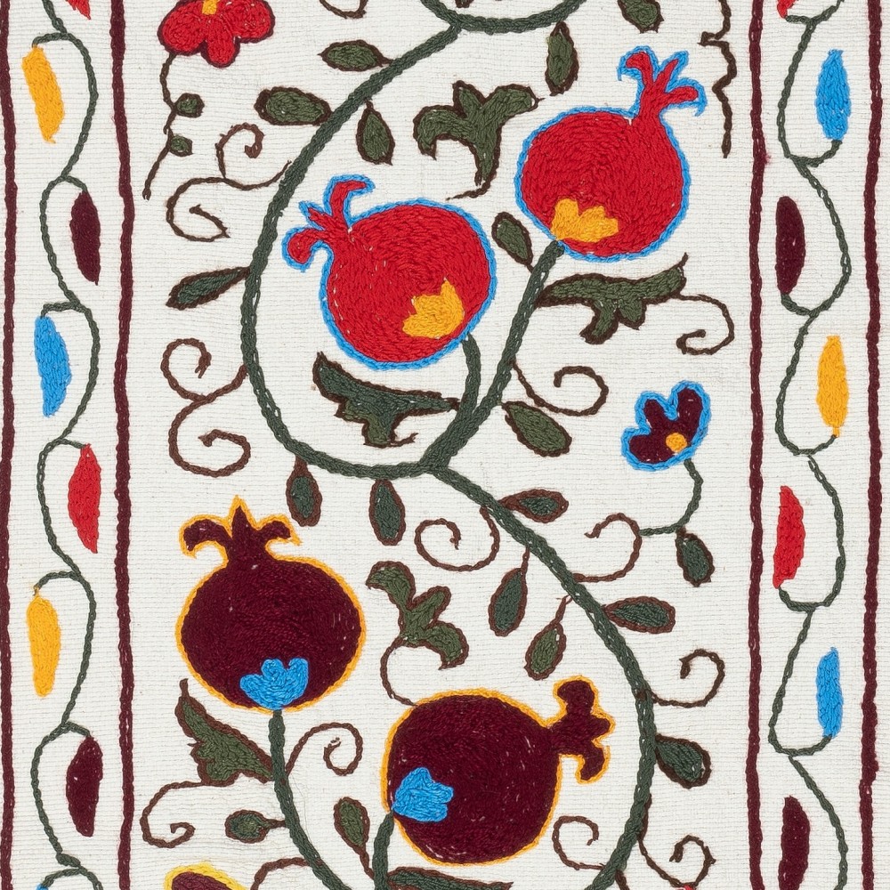 Embroidered Cotton Wall Hanging. Pomegranate Tree Design Table Runner. Modern Wall Art