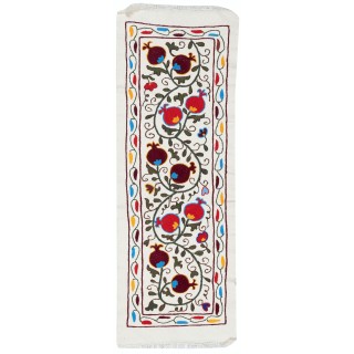 Embroidered Cotton Wall Hanging. Pomegranate Tree Design Table Runner. Wall Art
