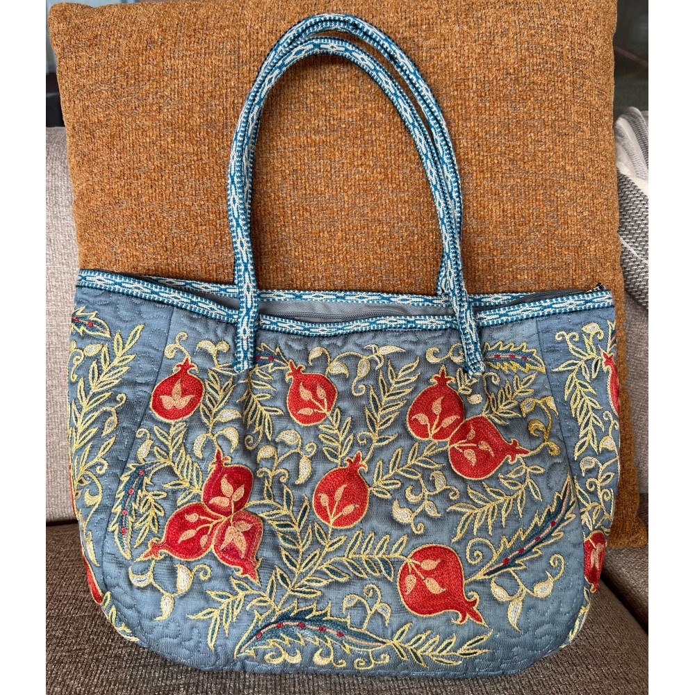 100% Silk Hand Embroidered Bag. Brand New Modern Suzani Handbag. Handmade Purse