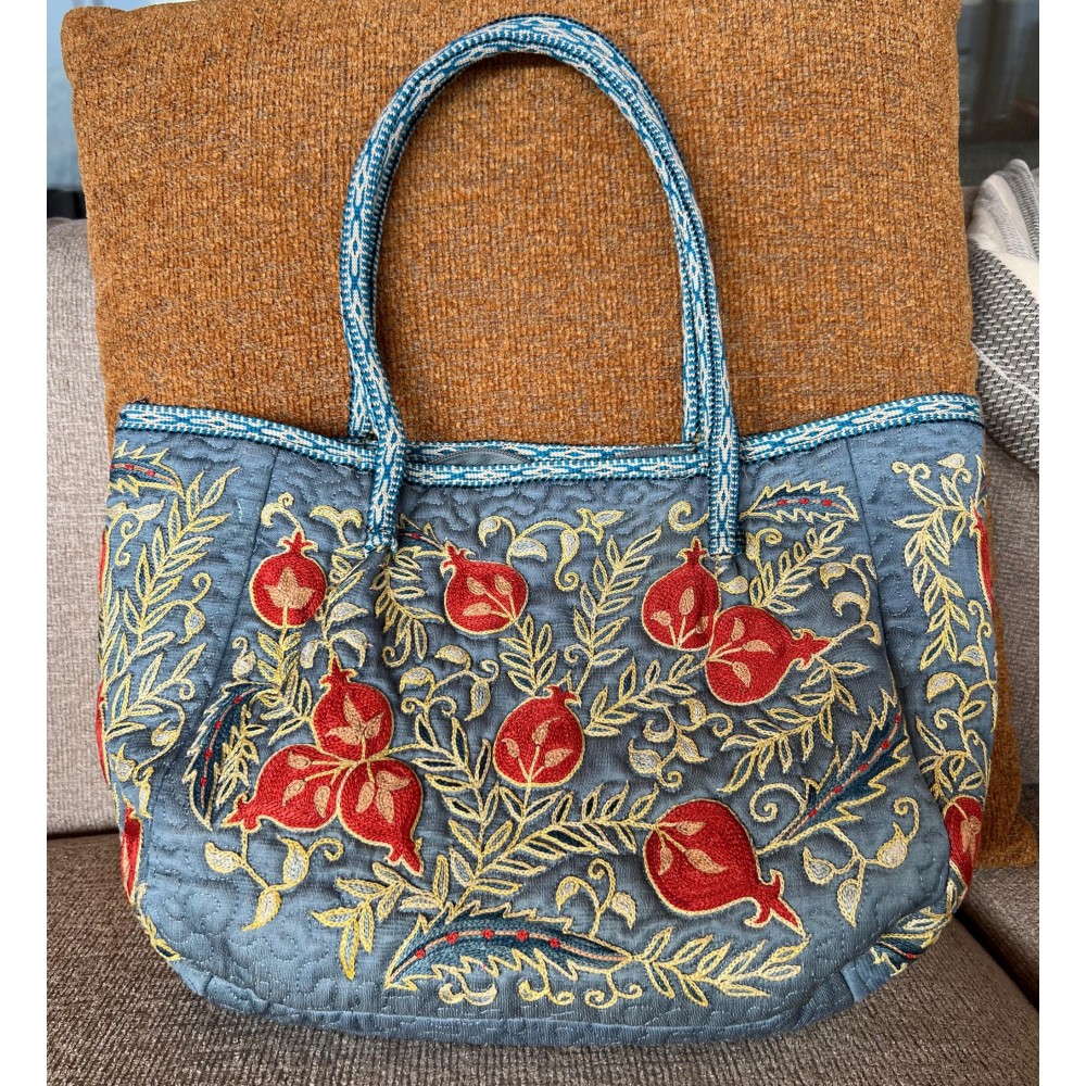 100% Silk Hand Embroidered Bag. Brand New Modern Suzani Handbag. Handmade Purse