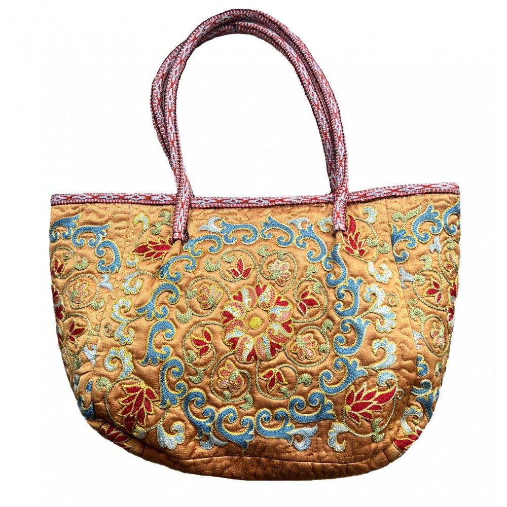 100% Silk Hand Embroidered Bag. Brand New Modern Handbag. Handmade Purse