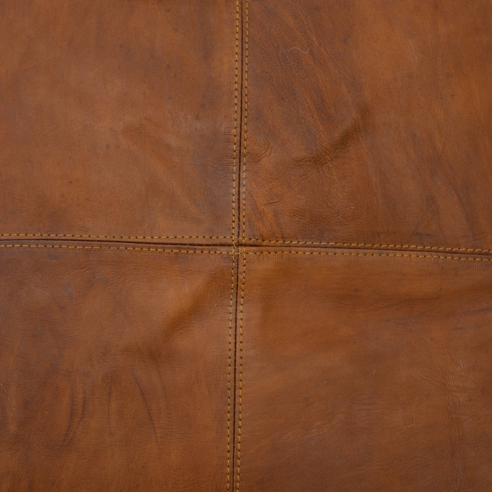 Hand-Tooled Brown Geniune Leather Pouf. UNSTUFFED. Custom Option Available