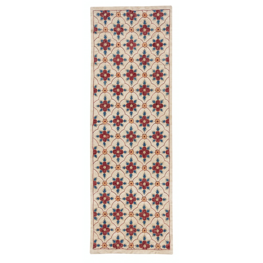 Embroidered 100% Silk Wall Hanging. Modern Table Runner. Boho Wall Decor. Decorative Tablecloth