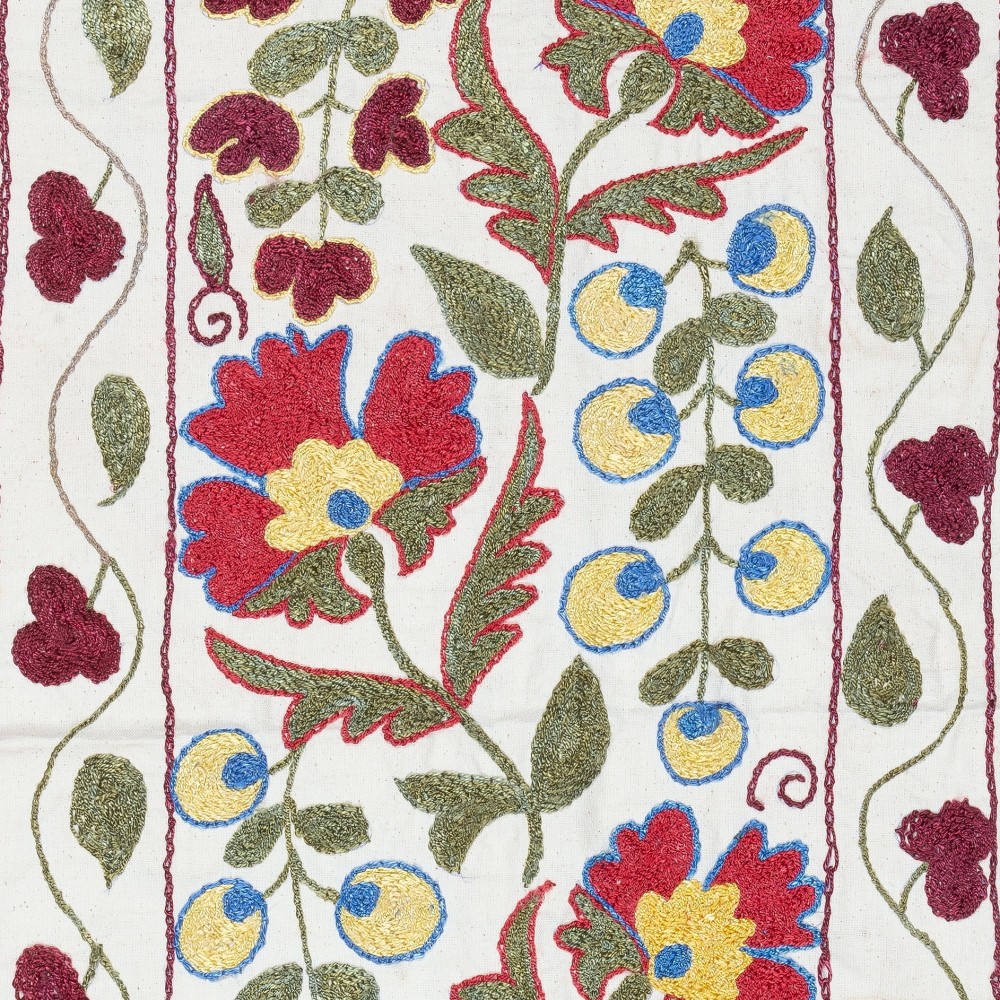 Contemporary Embroidered Wall Hanging. Cotton Tablecloth. Handmade Sofa Spread. New Throw