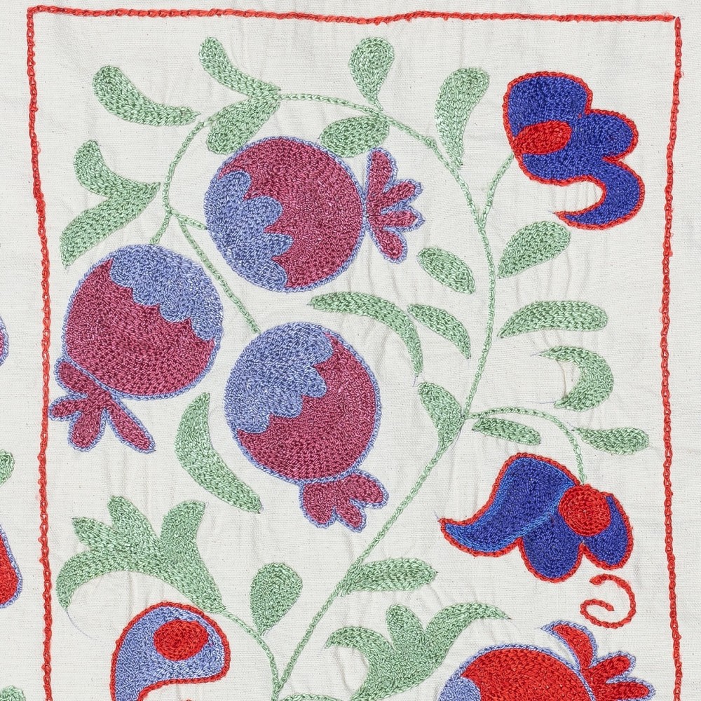 Embroidered Wall Hanging. Cotton Tablecloth. Handmade Sofa Spread. Modern Throw