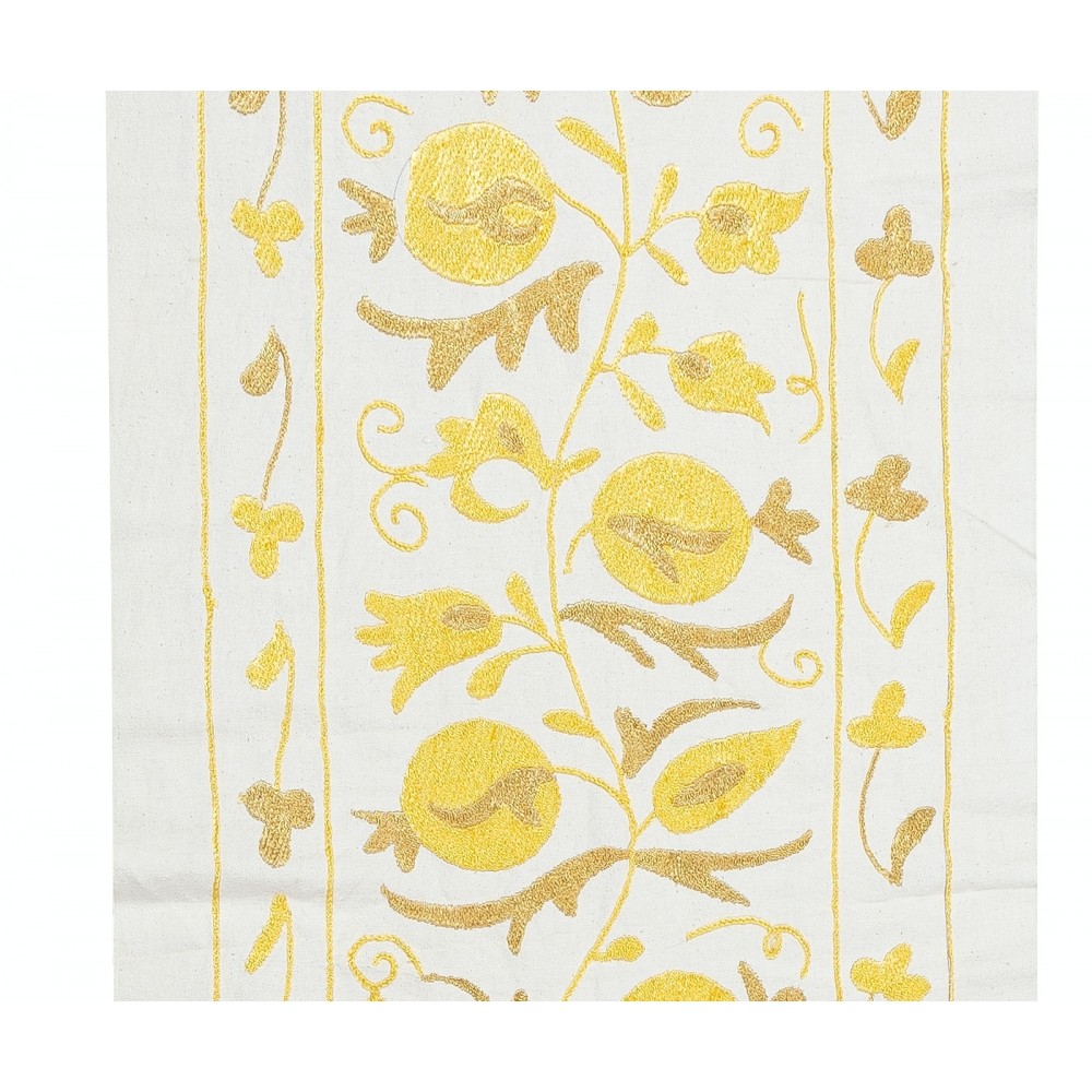 Embroidered Table Runner. Cotton Wall Hanging. Yellow Tablecloth. Modern Wall Decor