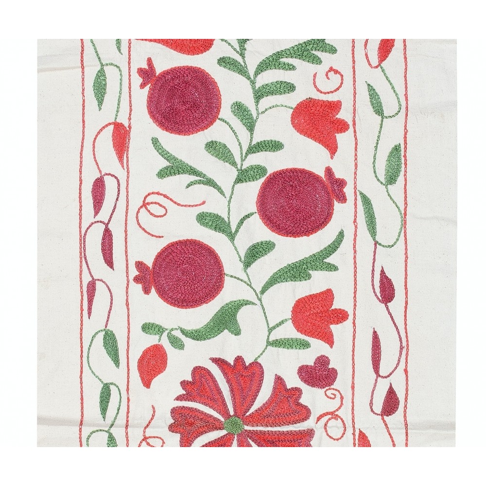 Embroidered Cotton Wall Hanging. Pomegranate Tree Design Table Runner. Modern Wall Decor