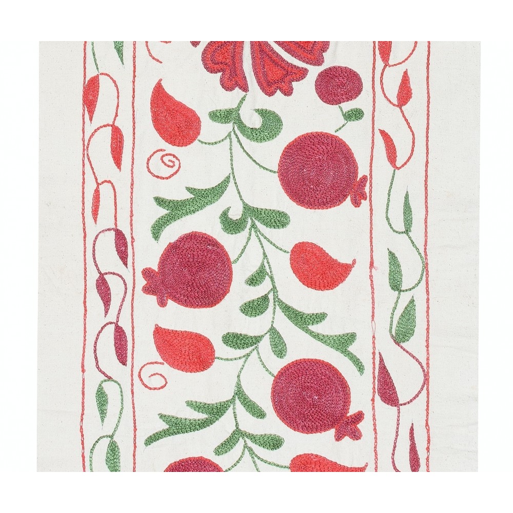 Embroidered Cotton Wall Hanging. Pomegranate Tree Design Table Runner. Modern Wall Decor