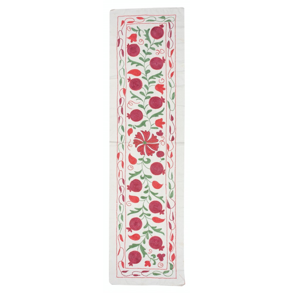 Embroidered Cotton Wall Hanging. Pomegranate Tree Design Table Runner. Modern Wall Decor