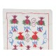 Pomegranate Pattern Embroidered Wall Hanging. Cotton Table Runner. Modern Wall Art