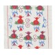 Pomegranate Pattern Embroidered Wall Hanging. Cotton Table Runner. Modern Wall Art