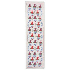 Pomegranate Pattern Embroidered Wall Hanging. Cotton Table Runner. Modern Wall Art