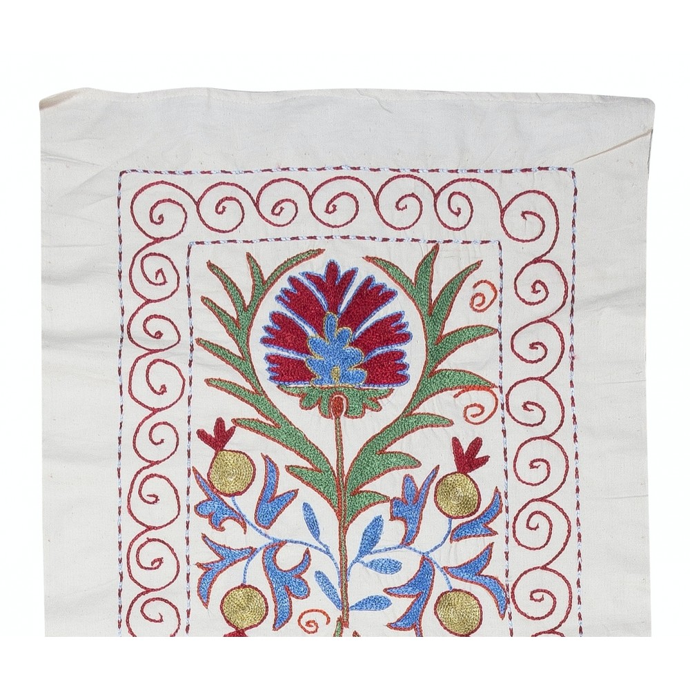Embroidered Cotton Wall Hanging. Colorful Table Runner. Boho Wall Decor