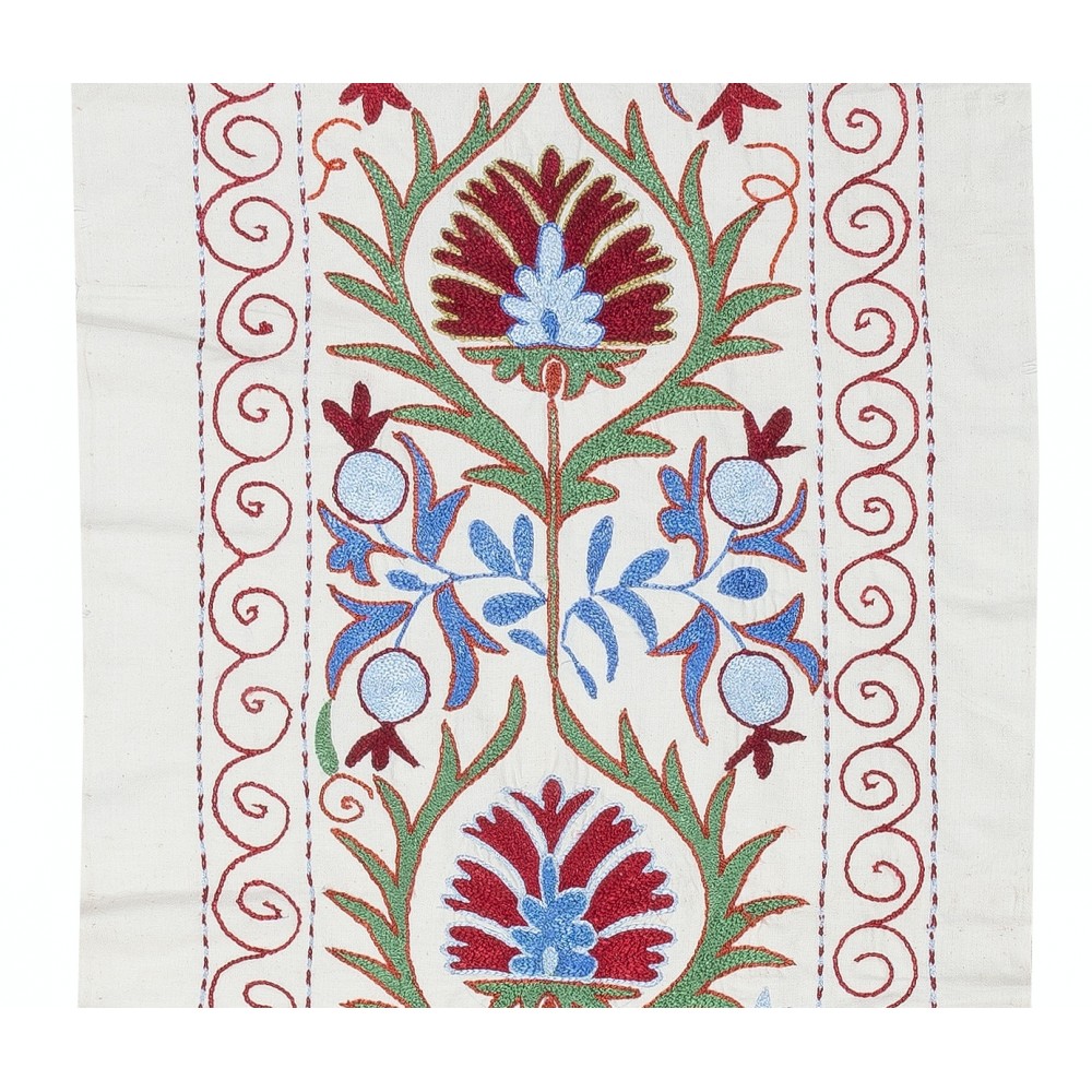 Embroidered Cotton Wall Hanging. Colorful Table Runner. Boho Wall Decor