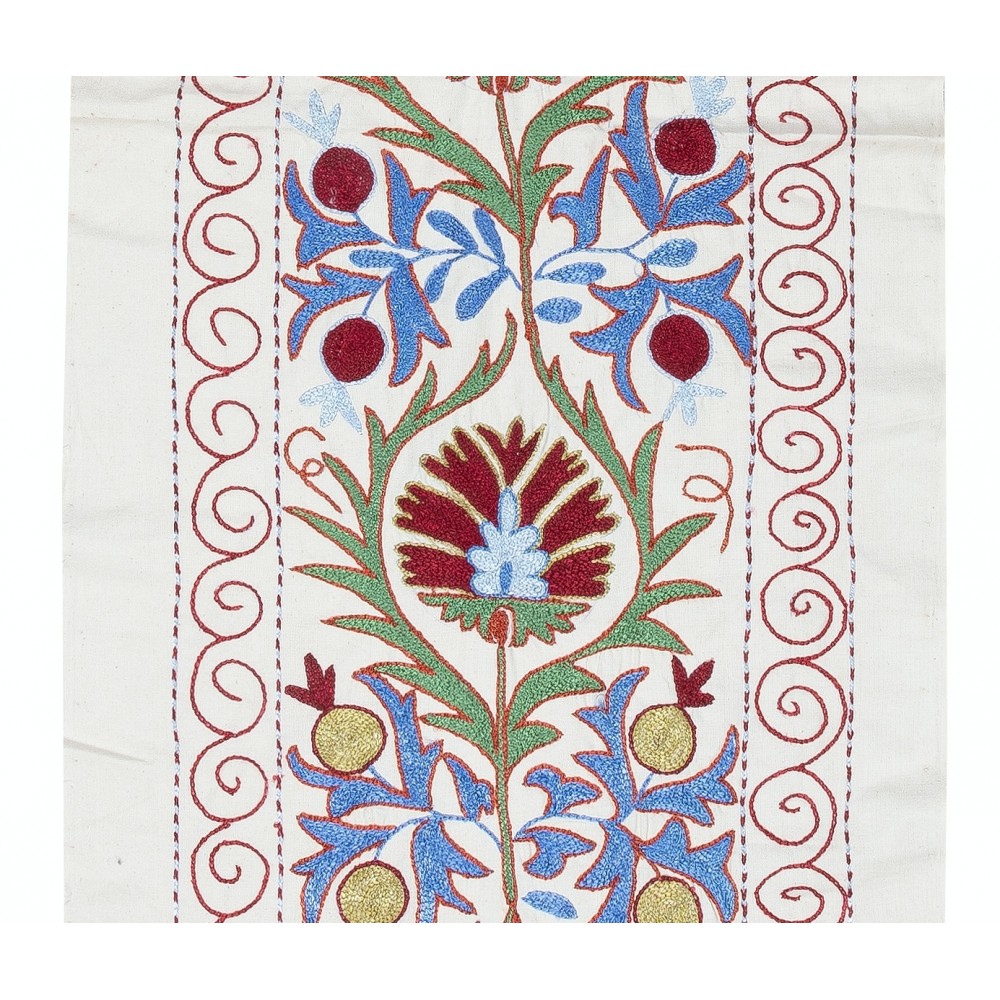 Embroidered Cotton Wall Hanging. Colorful Table Runner. Boho Wall Decor