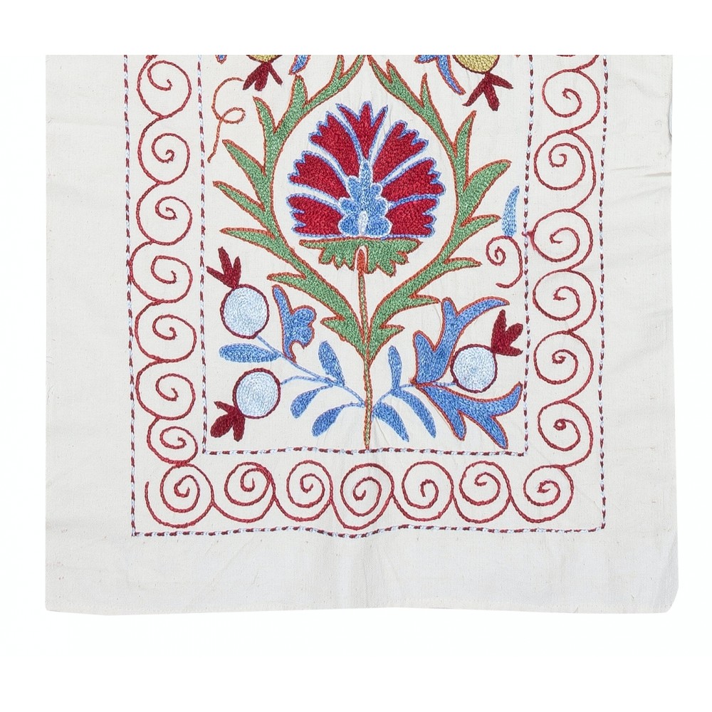 Embroidered Cotton Wall Hanging. Colorful Table Runner. Boho Wall Decor