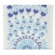 Embroidered Table Runner. Cotton Wall Hanging in Light Blue. Modern Wall Decor