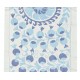 Embroidered Table Runner. Cotton Wall Hanging in Light Blue. Modern Wall Decor