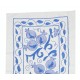 Light Blue Embroidered Table Runner. Cotton Wall Hanging. Modern Wall Decor