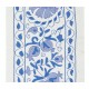 Light Blue Embroidered Table Runner. Cotton Wall Hanging. Modern Wall Decor