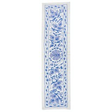 Light Blue Embroidered Table Runner. Cotton Wall Hanging. Wall Decor