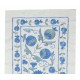 Embroidered Table Runner. Cotton Wall Hanging in Light Blue. Modern Wall Decor