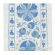 Embroidered Table Runner. Cotton Wall Hanging in Light Blue. Modern Wall Decor