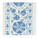 Embroidered Table Runner. Cotton Wall Hanging in Light Blue. Modern Wall Decor