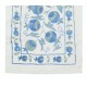 Embroidered Table Runner. Cotton Wall Hanging in Light Blue. Modern Wall Decor